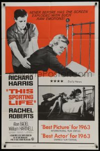 6f881 THIS SPORTING LIFE 1sh 1963 Richard Harris & Rachel Roberts, Lindsay Anderson classic!