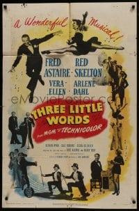 6f884 THREE LITTLE WORDS 1sh 1950 art of Fred Astaire, Red Skelton & sexy dancing Vera-Ellen!