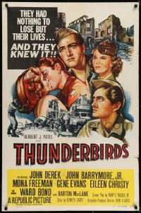 6f887 THUNDERBIRDS 1sh 1952 cool art of John Derek & John Barrymore!