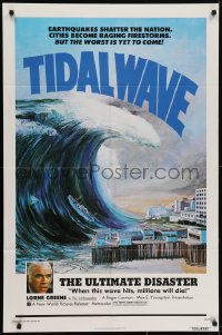 6f891 TIDAL WAVE 1sh 1975 artwork of the ultimate disaster in Tokyo by John Solie!
