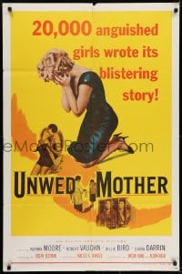 6f923 UNWED MOTHER 1sh 1958 Norma Moore & Robert Vaughn, 20,000 anguished girls wrote this story!