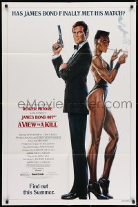 6f939 VIEW TO A KILL advance 1sh 1985 art of Roger Moore & Jones by Goozee over white background!