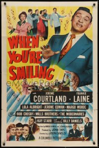 6f959 WHEN YOU'RE SMILING 1sh 1950 huge close up of Frankie Laine in his first acting-singing role!