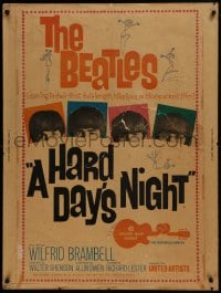 6g050 HARD DAY'S NIGHT 30x40 1964 The Beatles in their first film, rock & roll classic, rare!