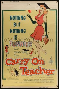 6g354 CARRY ON TEACHER 40x60 1962 Kenneth Connor, Charles Hawtrey, English, sexy comic art!