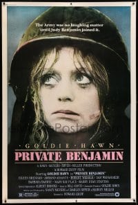 6g369 PRIVATE BENJAMIN 40x60 1980 funny image of depressed soldier Goldie Hawn!