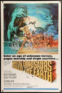 6g373 WHEN DINOSAURS RULED THE EARTH 40x60 1971 Hammer, artwork of sexy cavewoman Victoria Vetri!