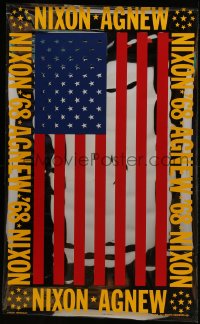 6g310 RICHARD NIXON/SPIRO AGNEW foil 32x52 commercial poster 1980s cool AMerican Flag design!