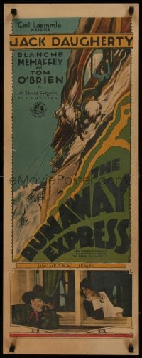 6g085 RUNAWAY EXPRESS insert 1926 Jack Daugherty, Blanche Mehaffey, cool train artwork!