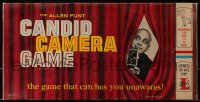 6g157 CANDID CAMERA board game 1963 Allen Funt in the game that catches you unawares!