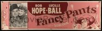 6g383 FANCY PANTS paper banner 1950 close up of cowgirl Lucille Ball hugging dude Bob Hope!