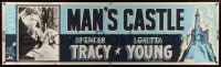 6g389 MAN'S CASTLE paper banner R1950 great close up of Spencer Tracy & pretty Loretta Young!