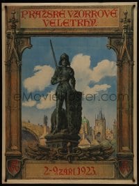 6g328 PRAZSKE VZORKOVE VELETRHY 33x44 Czech special poster 1923 Stapfer art of Knight Brunswik!