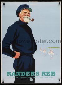 6g124 RANDERS REB 24x34 Danish advertising poster 1949 art of sailor smoking pipe by Thelander!