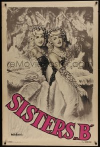 6g331 SISTERS B 32x48 French special poster 1930s great art of two pretty blondes performing!