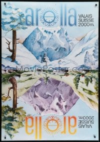 6g274 AROLLA 36x51 Swiss travel poster 1960s art showing the region in both winter and summer!
