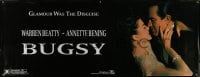 6g034 BUGSY vinyl banner 1991 close-up of Warren Beatty embracing Annette Bening!