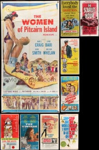 6h168 LOT OF 9 FOLDED THREE-SHEETS 1950s-1960s great images from a variety of different movies!