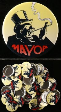 6h041 LOT OF 55 BATMAN RETURNS PENGUIN PIN-BACK BUTTONS 1992 art of mayor Danny DeVito!