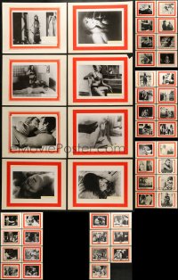 6h388 LOT OF 47 SEXPLOITATION 8X10 STILLS ON 11X14 PRINTED BACKGROUNDS 1970s with partial nudity!