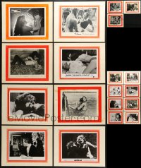 6h390 LOT OF 19 SEXPLOITATION 8X10 STILLS ON 11X14 PRINTED BACKGROUNDS 1970s with some nudity!