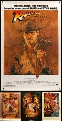 6h468 LOT OF 4 UNFOLDED STUDIO ISSUED 27X40 ONE-SHEETS FROM INDIANA JONES MOVIES 2008