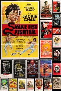 6h133 LOT OF 54 FOLDED KUNG FU ONE-SHEETS 1960s-1980s great images from martial arts movies!