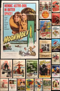6h125 LOT OF 62 FOLDED ONE-SHEETS 1940s-1980s great images from a variety of different movies!