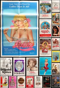 6h111 LOT OF 82 FOLDED SEXPLOITATION ONE-SHEETS 1960s-1980s great sexy images with some nudity!
