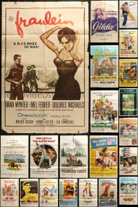 6h124 LOT OF 66 FOLDED ONE-SHEETS 1950s-1970s great images from a variety of different movies!