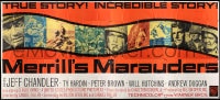 6j003 MERRILL'S MARAUDERS 24sh 1962 Samuel Fuller, Jeff Chandler, true story from WWII, rare!