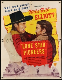 6j014 LONE STAR PIONEERS 2sh R1948 close up of Wild Bill Elliott in death struggle with bad guy!