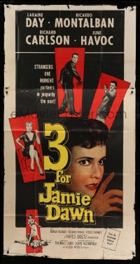 6j503 3 FOR JAMIE DAWN 3sh 1956 Laraine Day, strangers one moment, partners in jeopardy the next!