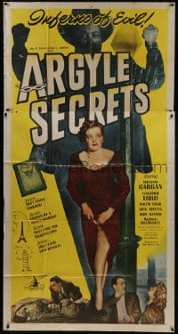 6j527 ARGYLE SECRETS 3sh 1948 film noir from world's most sinister best-seller, inferno of evil!