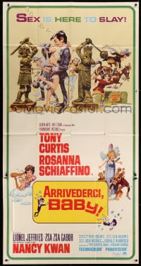 6j528 ARRIVEDERCI, BABY 3sh 1966 Tony Curtis, Rosanna Schiaffino, great wacky Jack Davis art!