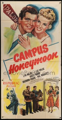 6j578 CAMPUS HONEYMOON 3sh 1948 twins Lee & Lyn Wilde with Adele Mara & Richard Crane at college!