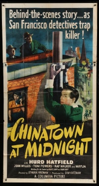 6j587 CHINATOWN AT MIDNIGHT 3sh 1950 Hurd Hatfield, San Francisco detectives trap killer!