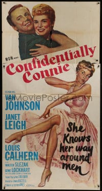 6j597 CONFIDENTIALLY CONNIE 3sh 1953 great full-length art of sexy Janet Leigh + c/u w/Van Johnson!
