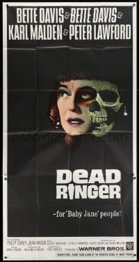 6j608 DEAD RINGER 3sh 1964 creepy close up of skull & Bette Davis, who kills her own twin!
