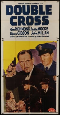 6j622 DOUBLE CROSS 3sh 1941 police officer Kane Richmond arresting John Miljan with gun!