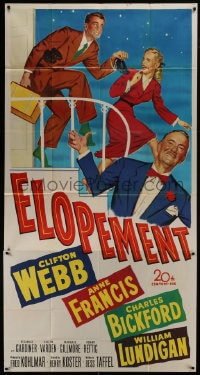 6j631 ELOPEMENT 3sh 1951 art of Clifton Webb, Anne Francis sneaking around with her boyfriend!