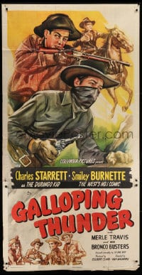 6j664 GALLOPING THUNDER 3sh 1945 art of Charles Starrett as The Durango Kid & Smiley Burnette!