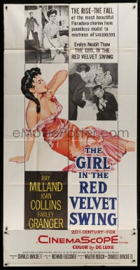 6j670 GIRL IN THE RED VELVET SWING 3sh 1955 art of sexy Joan Collins as Evelyn Nesbitt Thaw!
