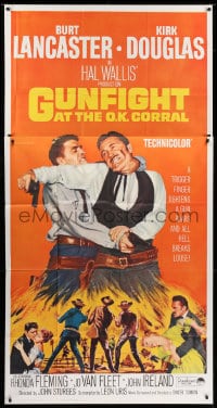 6j686 GUNFIGHT AT THE O.K. CORRAL 3sh R1964 Burt Lancaster, Kirk Douglas, directed by John Sturges!
