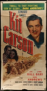 6j741 KIT CARSON 3sh R1947 thrill to that fighting son of glory... Dana Andrews!