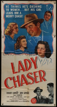 6j743 LADY CHASER 3sh 1946 Robert Lowery thinks he's dashing but Ann Savage leads him on a chase!
