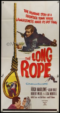 6j758 LONG ROPE 3sh 1961 a frontier town where lawlessness made its last stand, noose art!