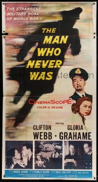 6j776 MAN WHO NEVER WAS 3sh 1956 Clifton Webb, Gloria Grahame, strangest military hoax of WWII!