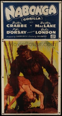 6j802 NABONGA 3sh 1944 great completely different art of giant gorilla holding Julie London, rare!