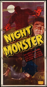 6j808 NIGHT MONSTER 3sh R1949 Bela Lugosi & Lionel Atwill in Universal horror, Realart, rare!